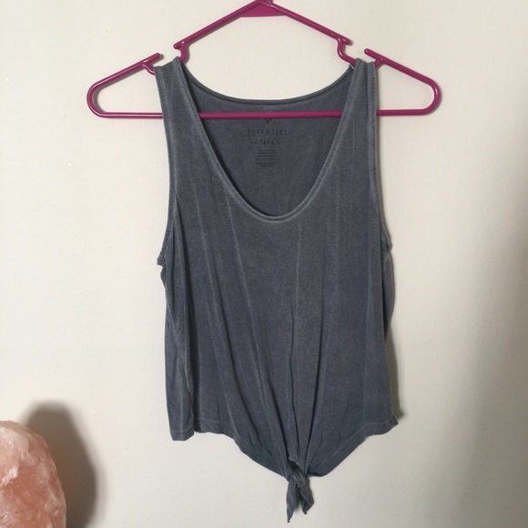 American Eagle Outfitters Tops - American Eagle Gray Tank Top with Front Knot Tie